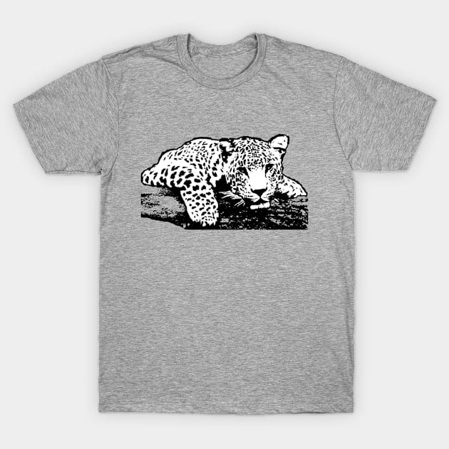 Leopard Black and White T-Shirt by Dragon Sales Designs 